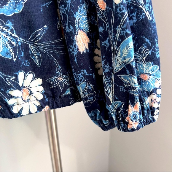 INC International Concepts 3X Blue Floral Cold Shoulder Blouse Top Ruffled Neck - Picture 7 of 13